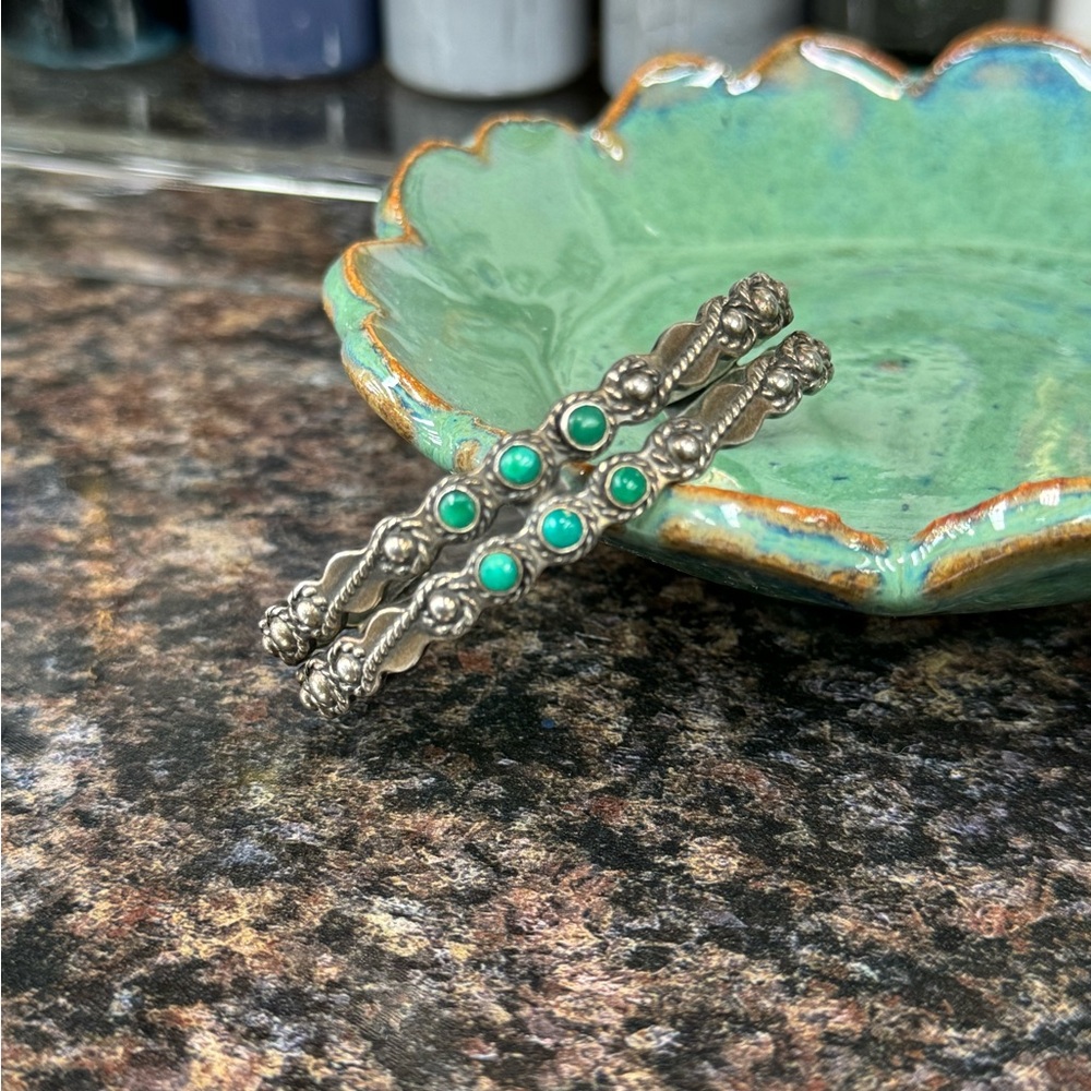Royston turquoise vintage snake eye sterling arrow cuff bracelet - Picture 4 of 6